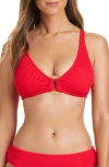 Bleu Rod Beattie Rod Beattie Pucker Up Seersucker Bikini Top In Red