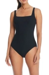 Bleu Rod Beattie Rod Beattie Rib Square Neck Underwire One-piece Swimsuit In Black