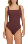 Bleu Rod Beattie Rod Beattie Square Neck Underwire One-piece Swimsuit In Burgundy