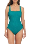 Bleu Rod Beattie Rod Beattie Square Neck Underwire One-piece Swimsuit In Dark Teal