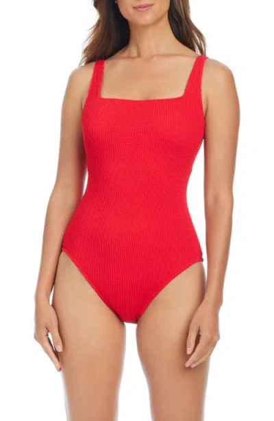 Bleu Rod Beattie Rod Beattie Square Neck Underwire One-piece Swimsuit In Red