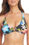 Bleu Rod Beattie Rod Beattie Sweet Escape Cross Back Bikini Top In Black Multi