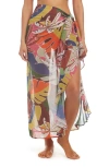 Bleu Rod Beattie Rod Beattie Tropical Chiffon Sarong Cover-up In Brown Multi