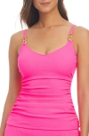 Bleu Rod Beattie Rod Beattie V-neck Tankini In Rosa