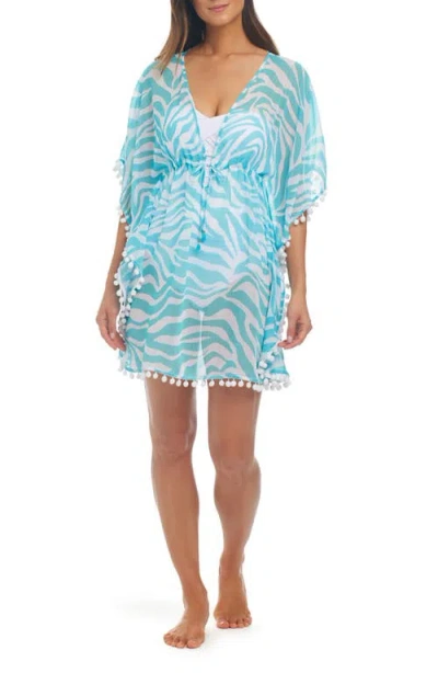 Bleu Rod Beattie Rod Beattie Zebra Stripe Chiffon Cover-up Dress In Lagunita