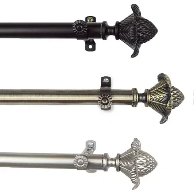 Rod Desyne 13/16" Adjustable Curtain Rod With Bloom Finials In White