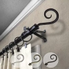 Rod Desyne 13/16" Adjustable Curtain Rod With Curl Finials In Black