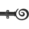 Rod Desyne 13/16" Adjustable Curtain Rod With Spiral Finials In Black