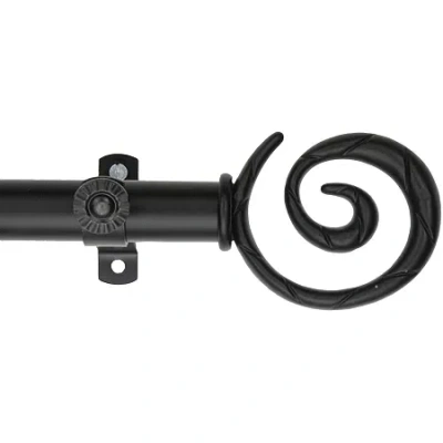 Rod Desyne 13/16" Adjustable Curtain Rod With Spiral Finials In Black
