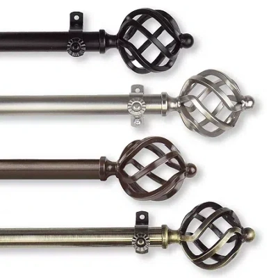 Rod Desyne 13/16" Adjustable Curtain Rod With Twist Finials In Brown