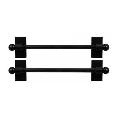 Rod Desyne 2pk Self Adhesive 7/16 In Adjustable Curtain Rod In Black
