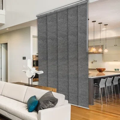 Rod Desyne 5-panel Single Rail Panel Track Extendable 70" W X 94"h, Panel Width 15.75" In Charcoal