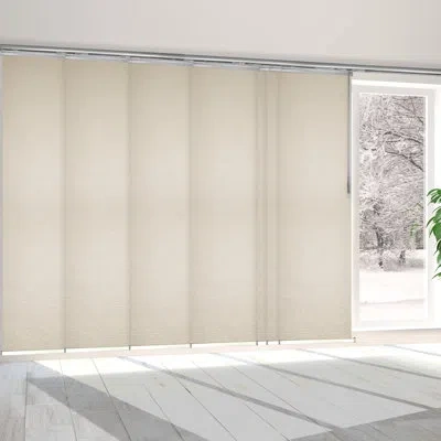Rod Desyne 7-panel Single Rail Blackout Vertical Blind In Satin Nickel