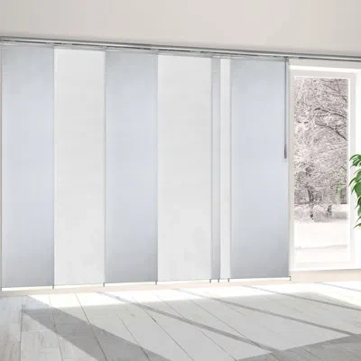 Rod Desyne 7-panel Single Rail Panel Track Extendable 110"-153" W X 94"h, Panel Width 23.5", Chiffon, Cadet In Satin Nickel