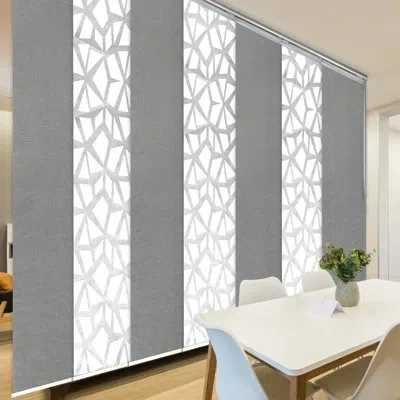 Rod Desyne 7-panel Single Rail Panel Track Extendable 110"-153" W X 94"h, Panel Width 23.5", Shattered, Woven G In White