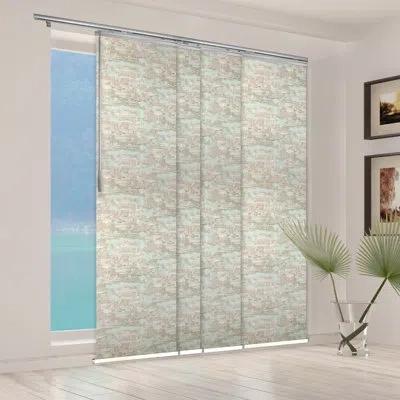 Rod Desyne Abelia Semi-sheer Vertical Blind In Satin Nickel