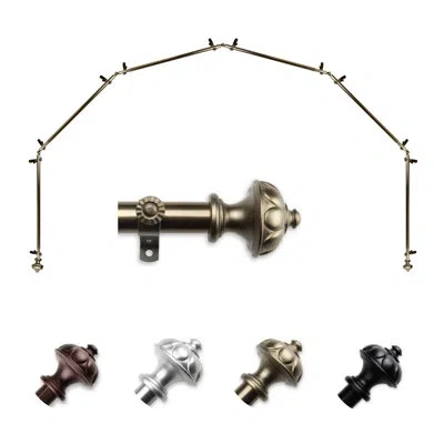 Rod Desyne Adjustable 0.81" Bay Window Single Curtain Rod In Antique Brass