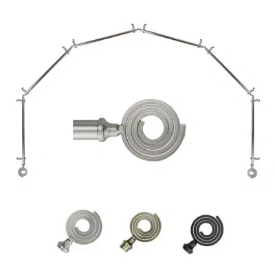 Rod Desyne Adjustable 0.81" Bay Window Single Curtain Rod In Satin Nickel