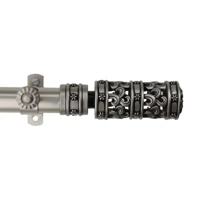 Rod Desyne Adjustable 0.81" Bay Window Single Curtain Rod In Satin Nickel
