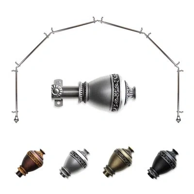 Rod Desyne Adjustable 0.81" Bay Window Single Curtain Rod In Satin Nickel