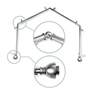 Rod Desyne Alma 4 Sided Bay Window Rod In Silver