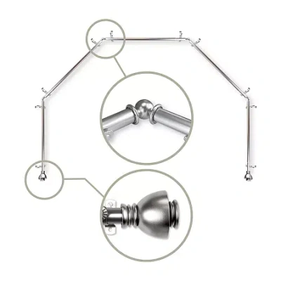 Rod Desyne Alma 5 Sided Bay Window Rod In Silver