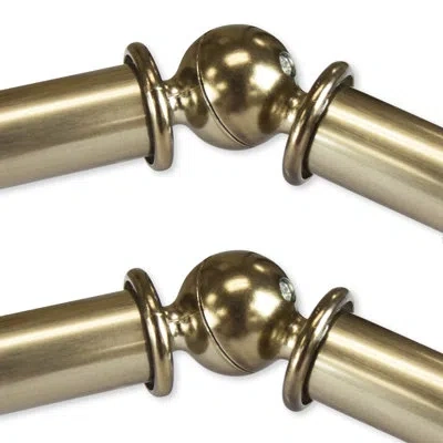 Rod Desyne Alma Adjustable 28'' To 48'' 0.81'' Bay Window Double Curtain Rod In Antique Brass