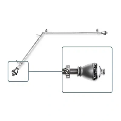 Rod Desyne Amelie Corner Window 3/4 In Adjustable Curtain Rod In Silver