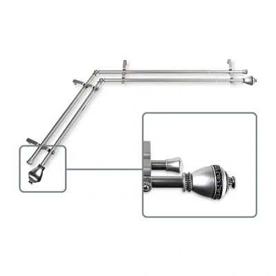 Rod Desyne Amelie Corner Window Double Curtain Rod In Silver