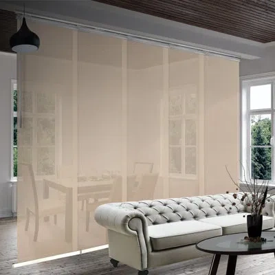 Rod Desyne Apricot Semi-sheer Vertical Blind In Satin Nickel
