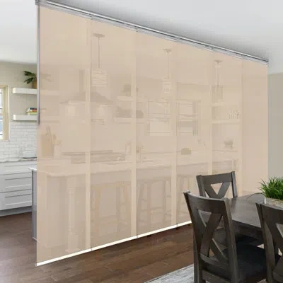Rod Desyne Apricot Semi-sheer Vertical Blind In Satin Nickel