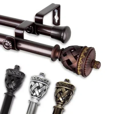 Rod Desyne Arielle 13/16" Double Adjustable Curtain Rod In Silver