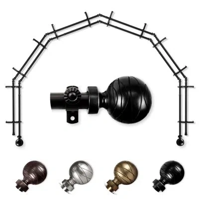 Rod Desyne Arman 13/16 6 Sided Double Bay Window Curtain Rod In Black