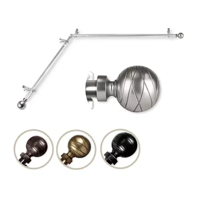 Rod Desyne Arman Corner 3/4 In Adjustable Curtain Rod In Silver