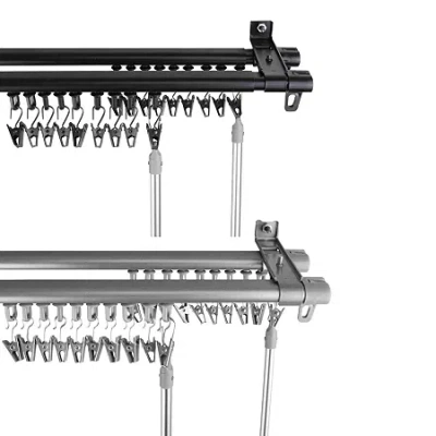 Rod Desyne Armor Adjustable Double Curtain Rod In Black