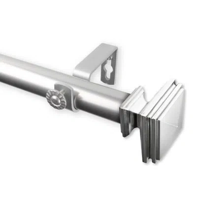 Rod Desyne Bedpost Curtain Single Rod In Satin Nickel