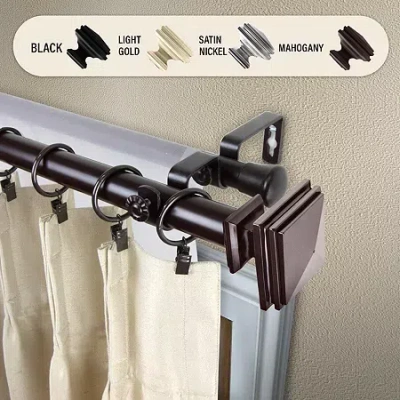 Rod Desyne Bedpost Double Curtain Rod In Brown