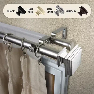 Rod Desyne Bedpost Double Curtain Rod In Silver
