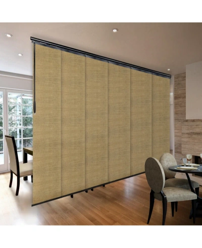Rod Desyne Canary 6-panel Single Rail Panel Track Extendable Blind 70"-130"w X 94"h, Panel Width 23.5" In Black