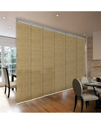 Rod Desyne Canary 6-panel Single Rail Panel Track Extendable Blind 70"-130"w X 94"h, Panel Width 23.5" In Satin Nickel