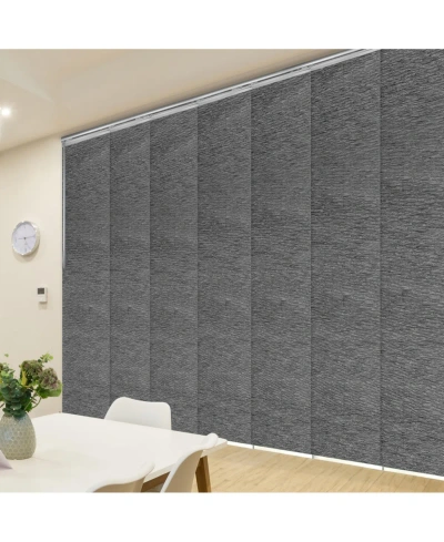 Rod Desyne Charcoal Camo Blind 7-panel Single Rail Panel Track Extendable 110"-153"w X 94"h, Panel Width 23.5" In Satin Nickel