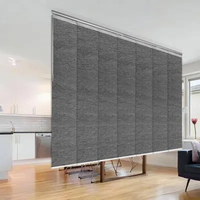 Rod Desyne Charcoal Camo Single Rail Panel Track Extendable 58"-98"w X 91.4"h, Panel Width 15.75" In Dark Gray