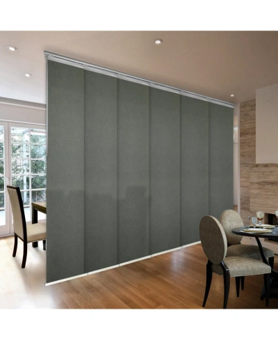 Rod Desyne Clementine Blind 6-panel Single Rail Panel Track Extendable 70"-130"w X 94"h, Panel Width 23.5" In Satin Nickel