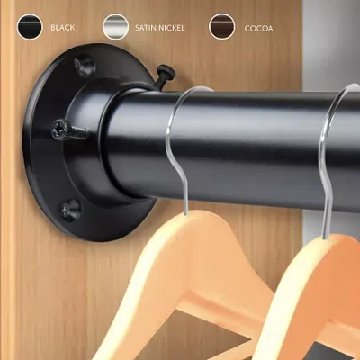 Rod Desyne Closet 1 1/2 In Adjustable Curtain Rod In Black