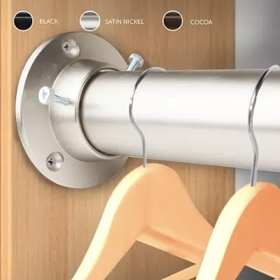 Rod Desyne Closet 1 1/2 In Adjustable Curtain Rod In Silver