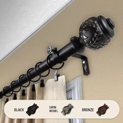 Rod Desyne Colette 1 In Adjustable Curtain Rod In Black