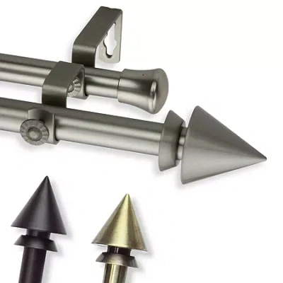 Rod Desyne Cone Double Curtain Rod In Silver