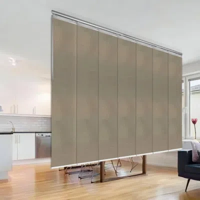 Rod Desyne Cornsilk Single Rail Panel Track Extendable 58"-98"w X 91.4"h, Panel Width 15.75" In Taupe