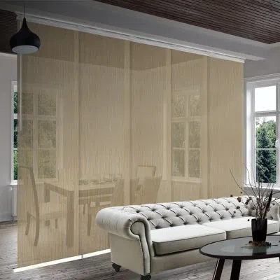 Rod Desyne Dappled Sand Semi-sheer Vertical Blind In White