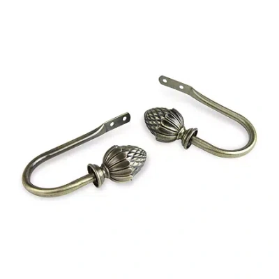 Rod Desyne Decorative Holdbacks With Acorn Finials In Sand